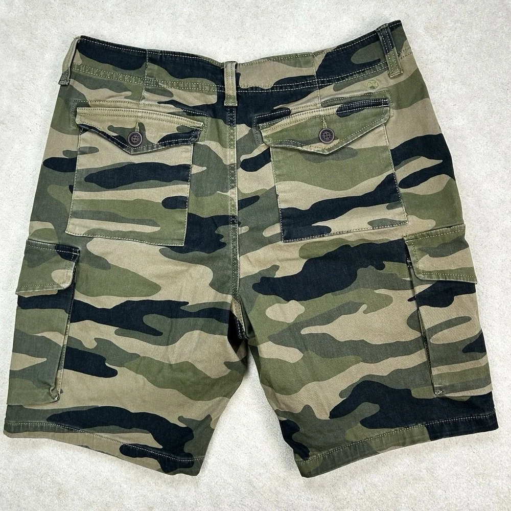 Lucky Brand Shorts Mens 32 Green Camo Cargo Stretch Utility Pockets Casual